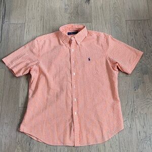Polo by Ralph Lauren Orange Gingham Short-Sleeve Button-Down Size Large